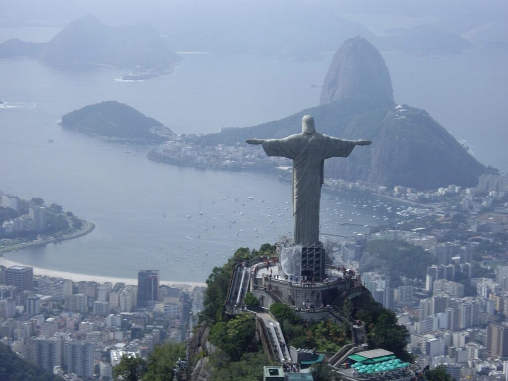 Christ the Redeemer statue above Rio de Janeiro on a clear day