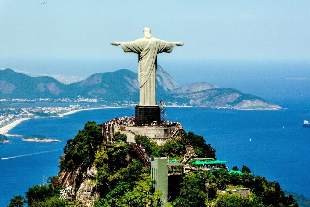 Christ the Redeemer statue on Corcovado mountain above Rio de Janeiro