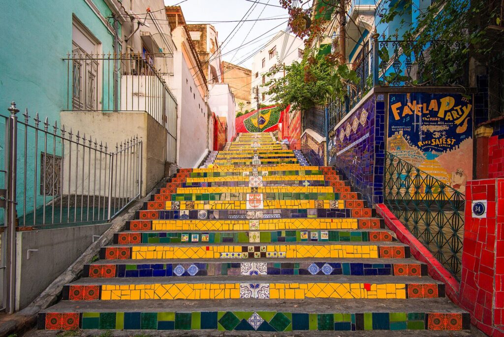 Colorful tiled Selarón Steps between Lapa and Santa Teresa in Rio